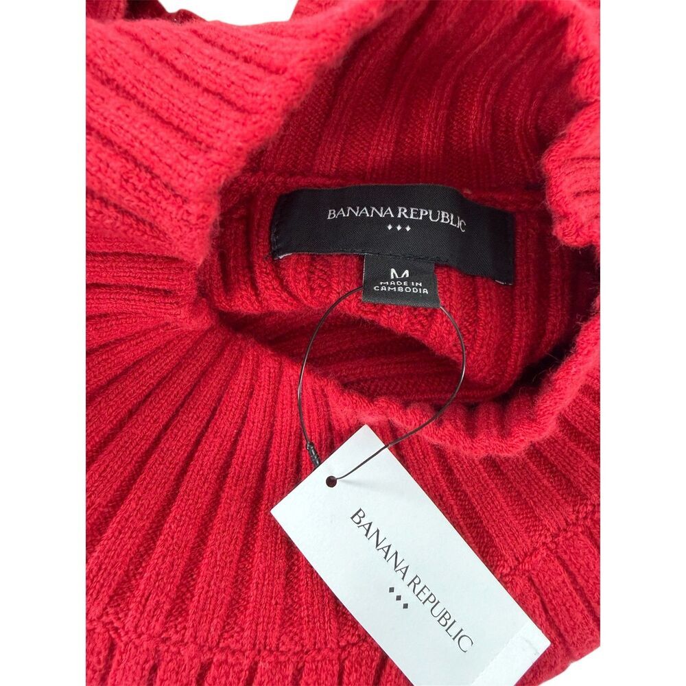 Banana Republic Red Ribbed Knit Sweater Medium NWT - Picture 6 of 8